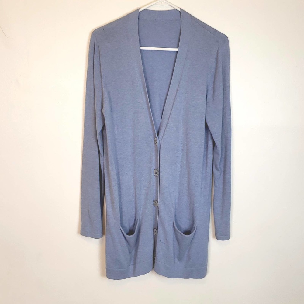 Long Blue Cardigan Sweater size M/L